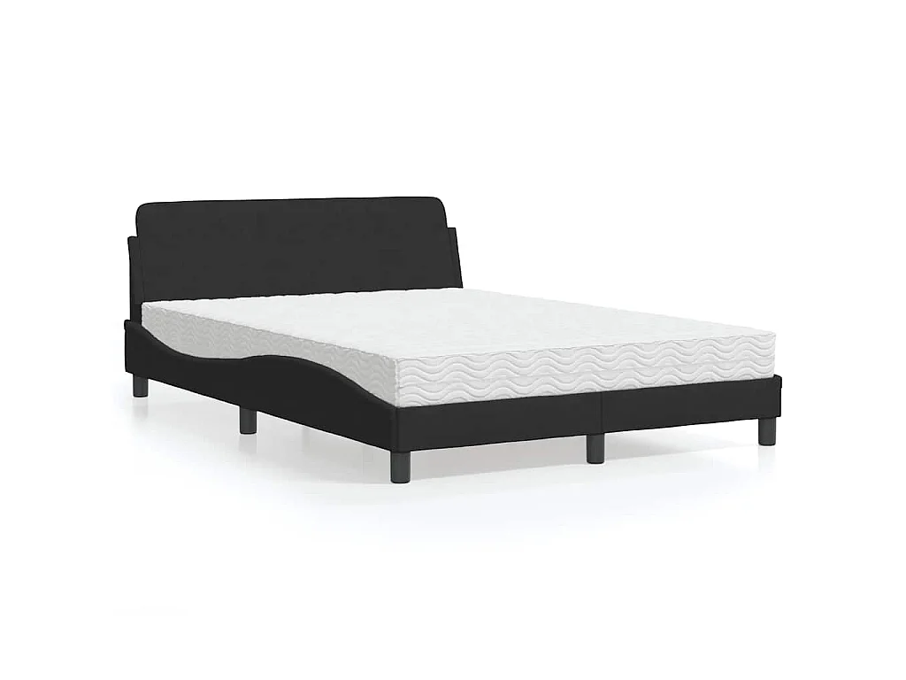 Cama com colchão Dover 140x200 cm veludo preto