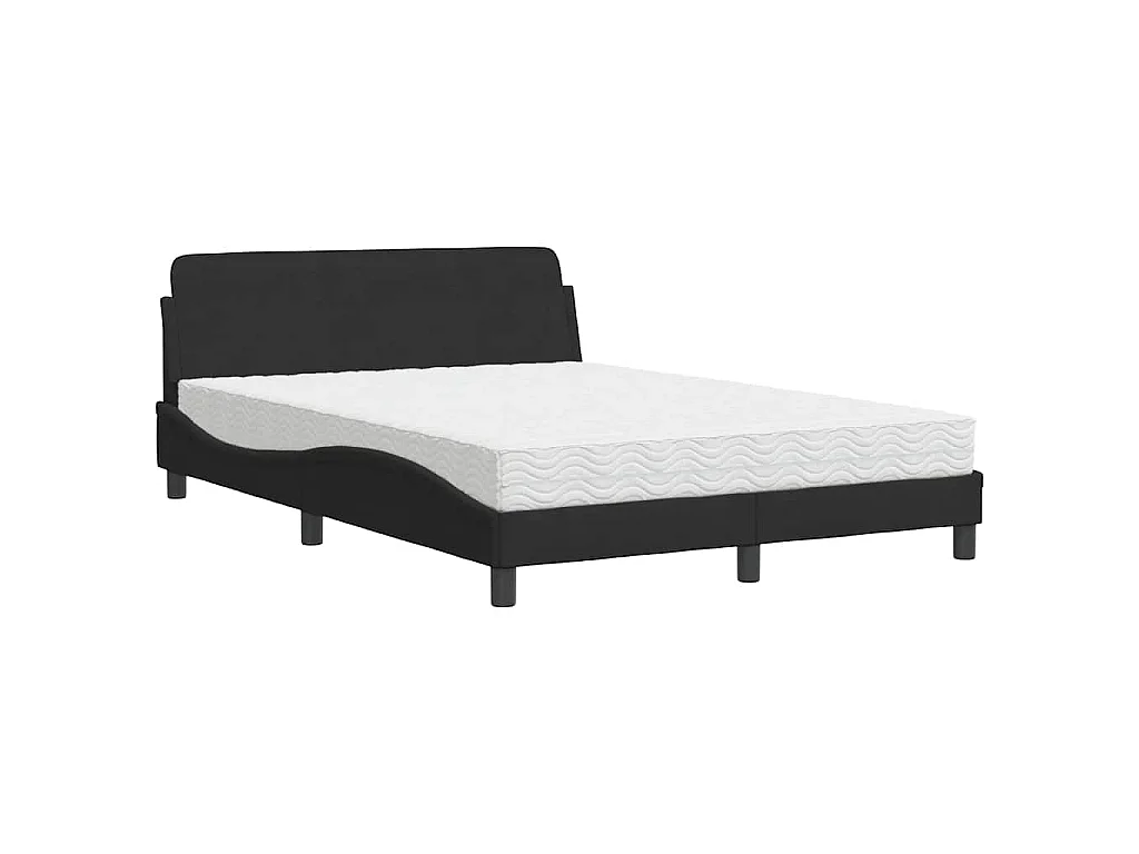 Lit avec matelas Dover noir 140x200 cm velours