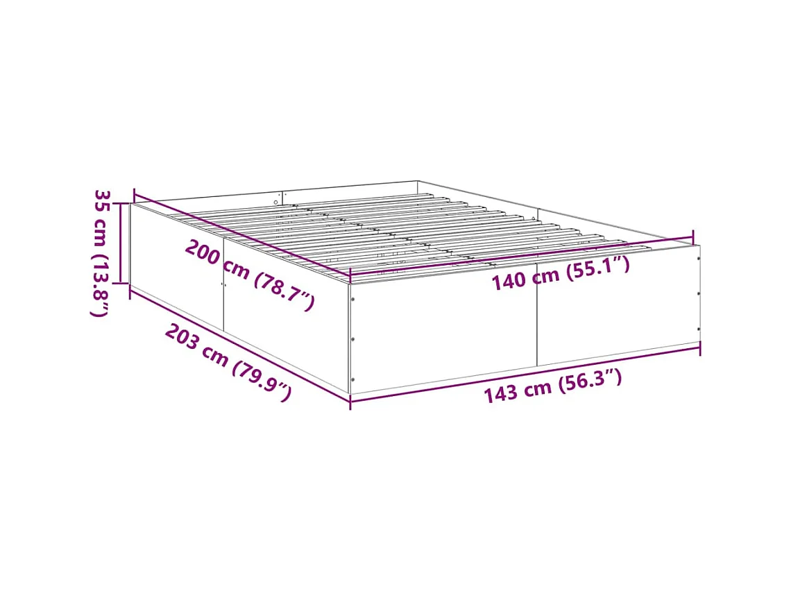 Cadre de lit sans matelas sonoma gris 140x200 cm