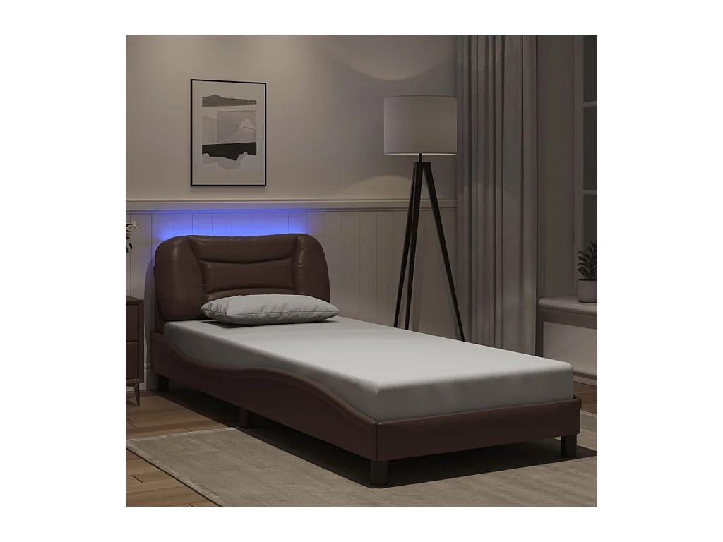 Cadre de lit avec LED sans matelas marron 80x200 cm