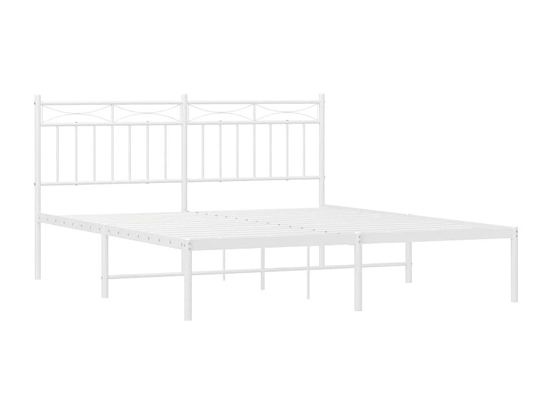 Cadre de lit métal sans matelas et tête de lit blanc 160x200 cm