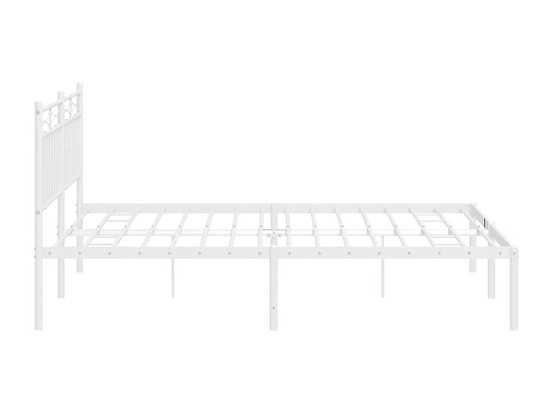 Cadre de lit métal sans matelas et tête de lit blanc 160x200 cm
