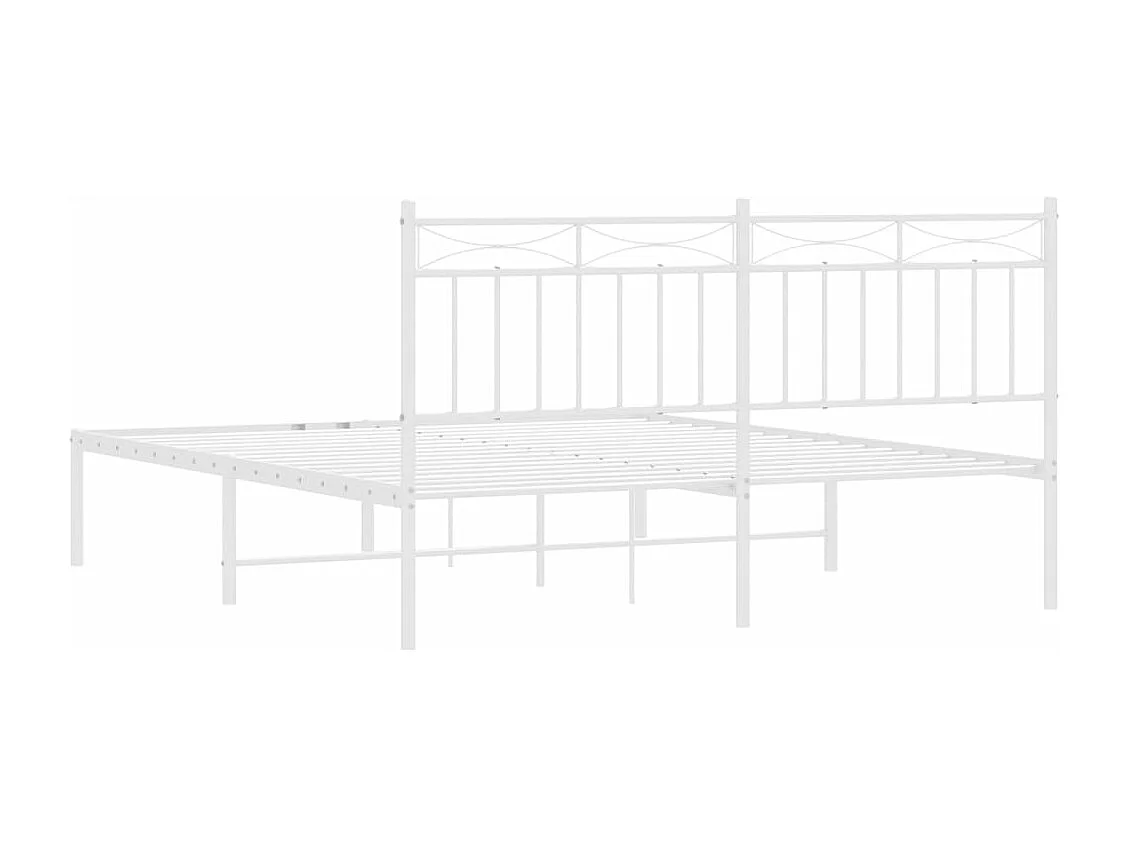 Cadre de lit métal sans matelas et tête de lit blanc 160x200 cm