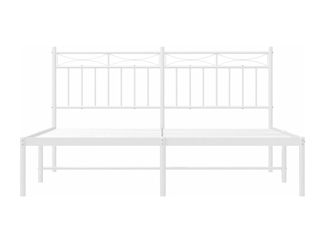 Cadre de lit métal sans matelas et tête de lit blanc 160x200 cm