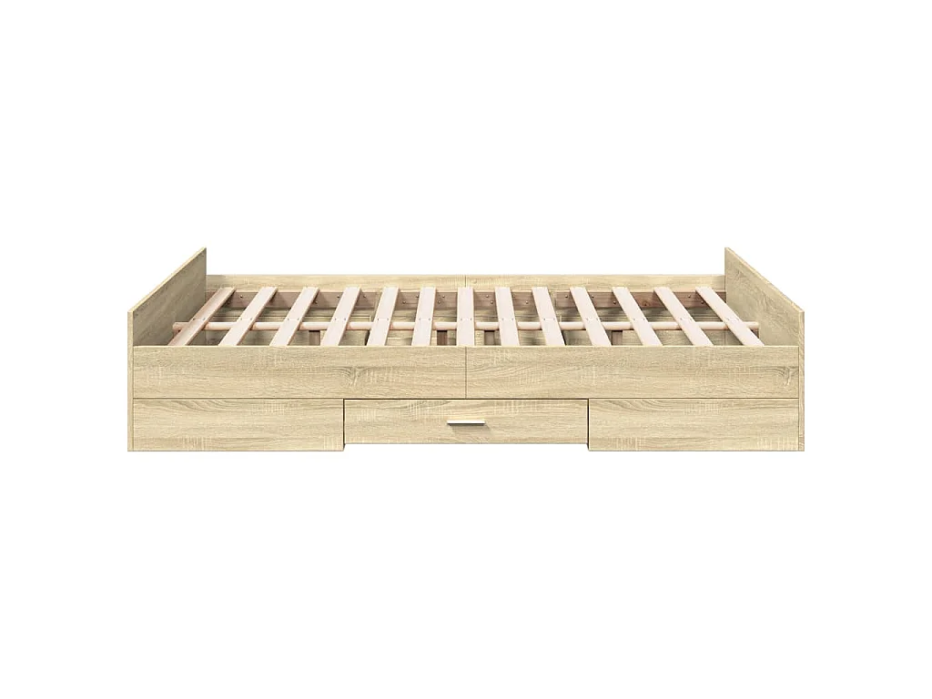 Cadre de lit avec tiroirs sans matelas chêne sonoma 120x190 cm