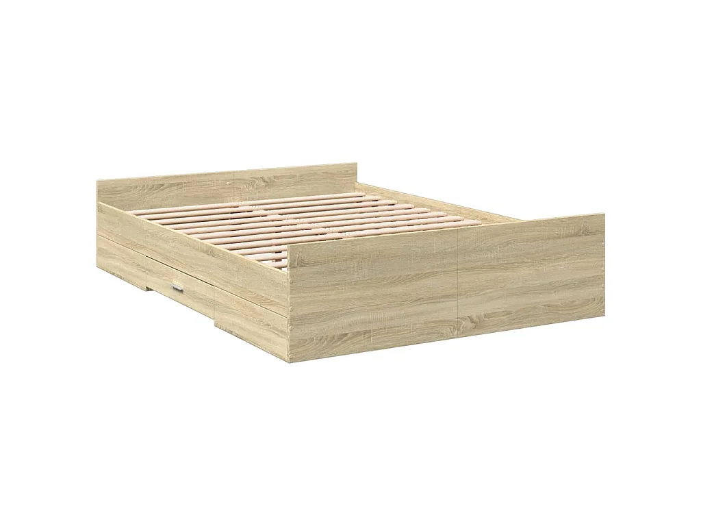 Cadre de lit avec tiroirs sans matelas chêne sonoma 120x190 cm