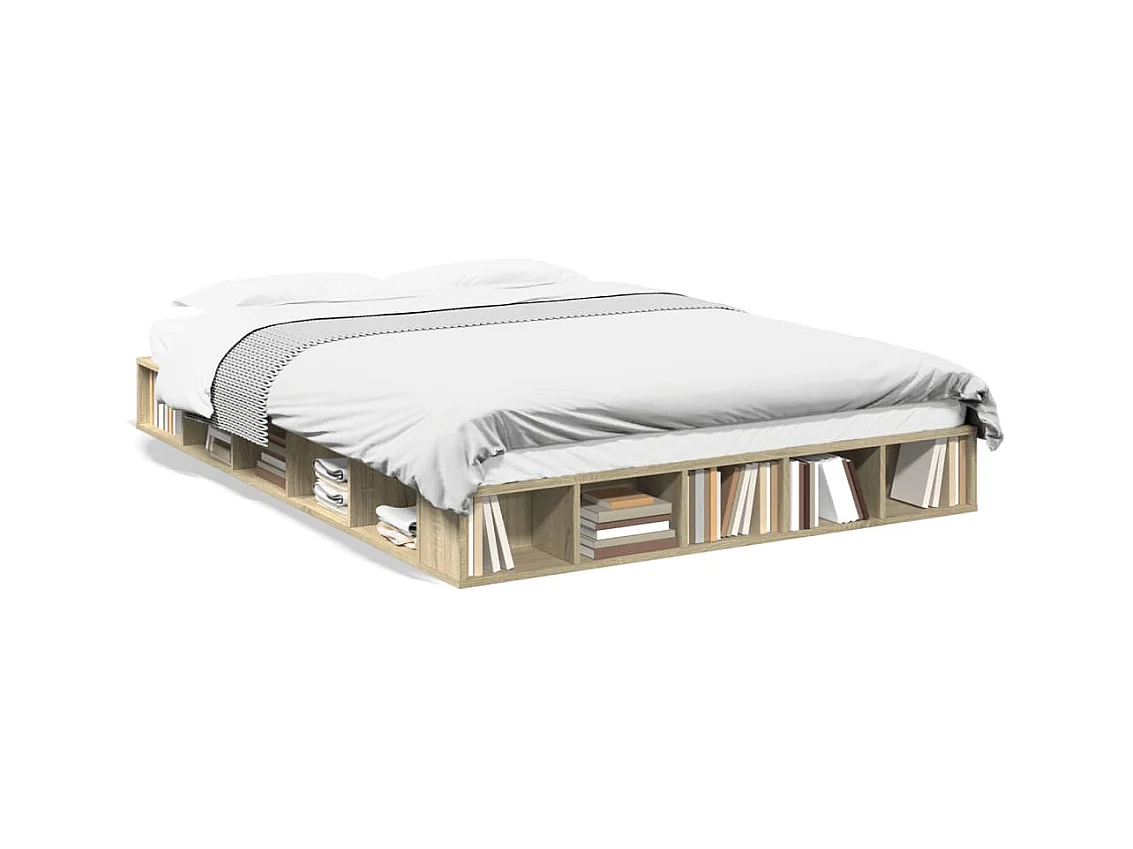 Cadre de lit sans matelas chêne sonoma 160x200 cm