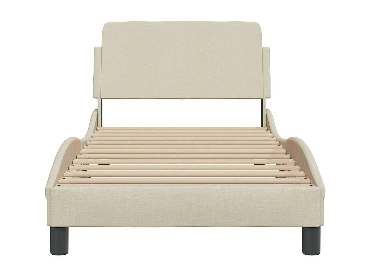 Cadre de lit avec tête de lit Dover crème 90x200cm tissu