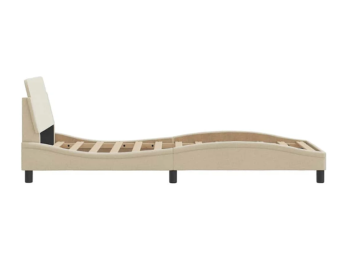 Cadre de lit avec tête de lit Dover crème 90x200cm tissu