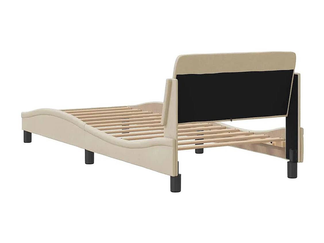 Cadre de lit avec tête de lit Dover crème 90x200cm tissu