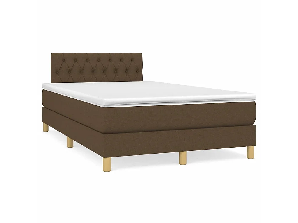 Sommier à lattes de lit matelas et LED marron foncé 120x190 cm