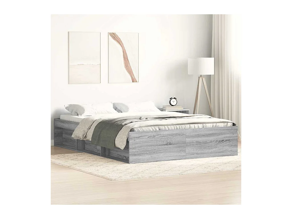Cadre de lit sans matelas sonoma gris 150x200 cm