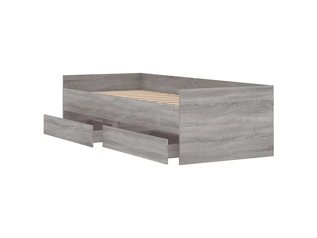 Bettgestell mit Schubladen Grau Sonoma 90x190 cm