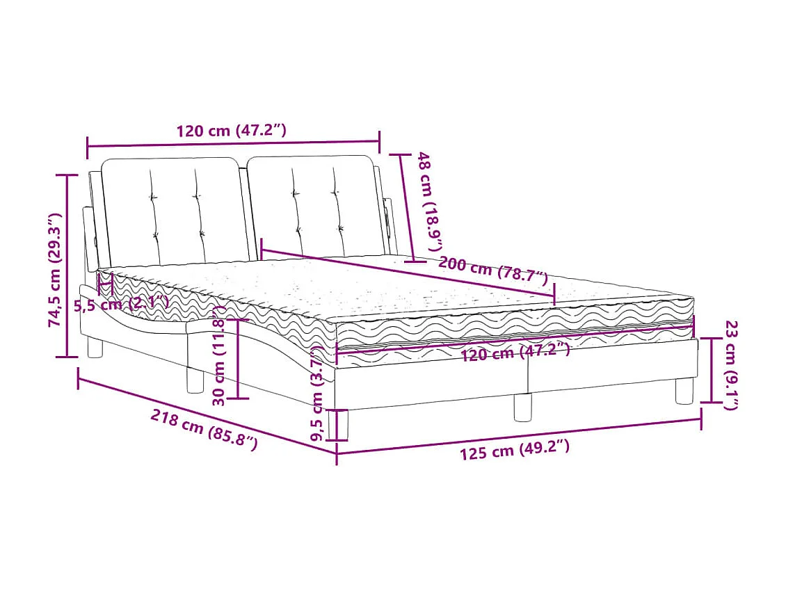 Bedframe zonder matras "Zadar" kunstleer cappuccinokleurig 120x200 cm