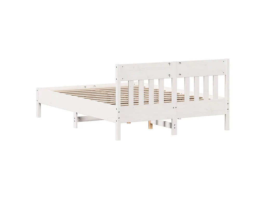 Bedframe zonder matras massief grenenhout wit 140x200 cm