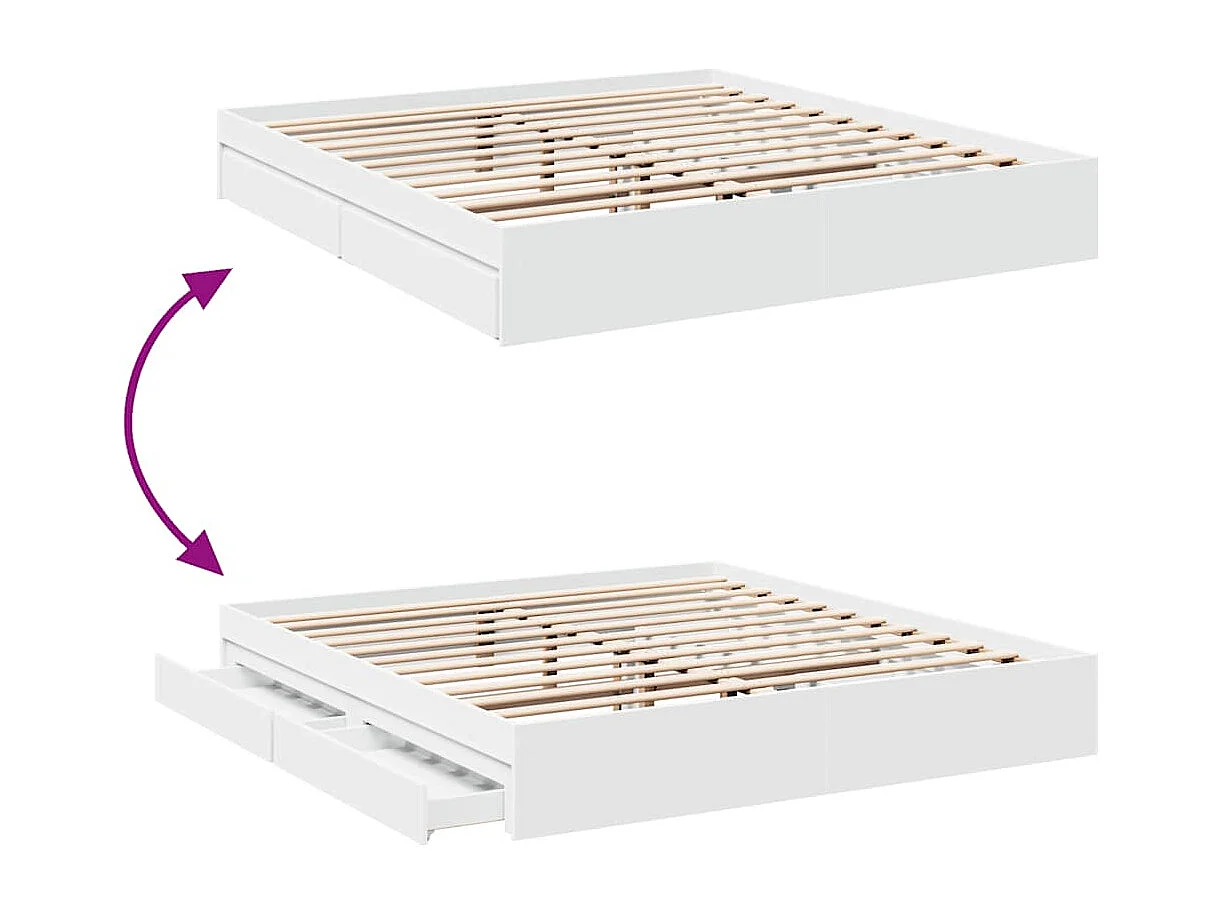 Giroletto con Cassetti Bianco 180x200 cm in Legno Multistrato