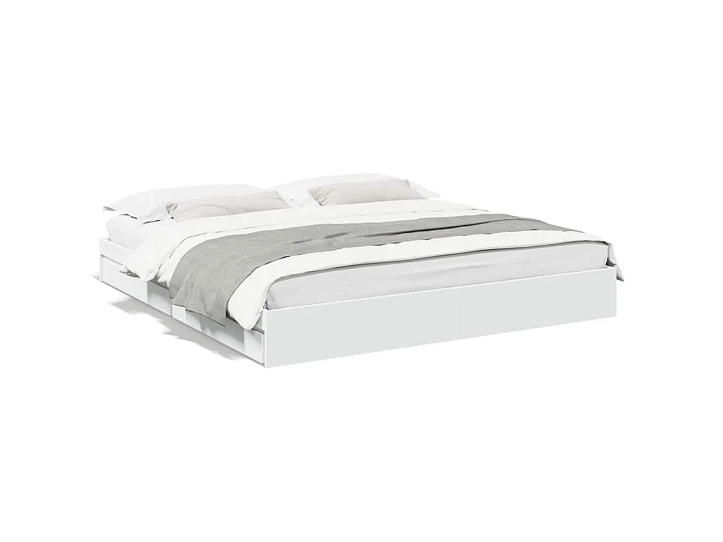 Cadre de lit avec tiroirs sans matelas blanc 180x200 cm