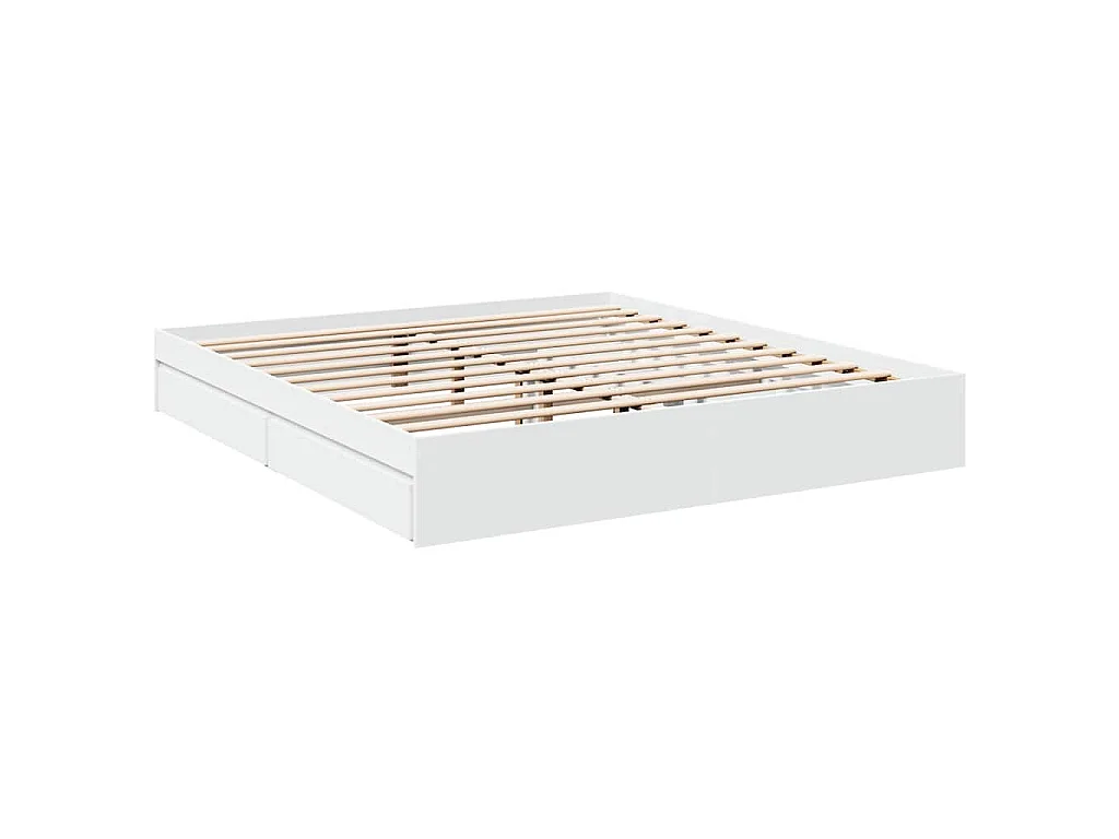 Cadre de lit avec tiroirs sans matelas blanc 180x200 cm