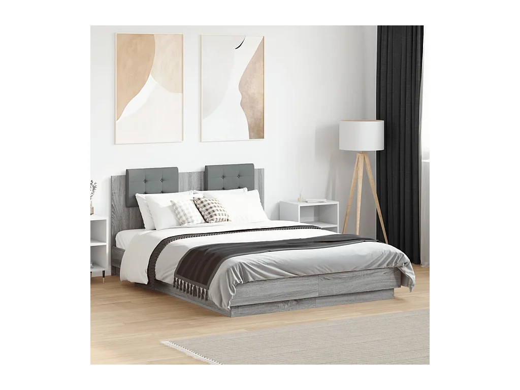 Cadre de lit sans matelas sonoma gris 135x190 cm
