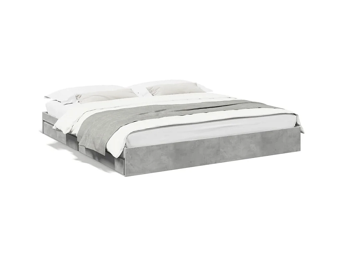 Bedframe met lades bewerkt hout betongrijs 180x200 cm