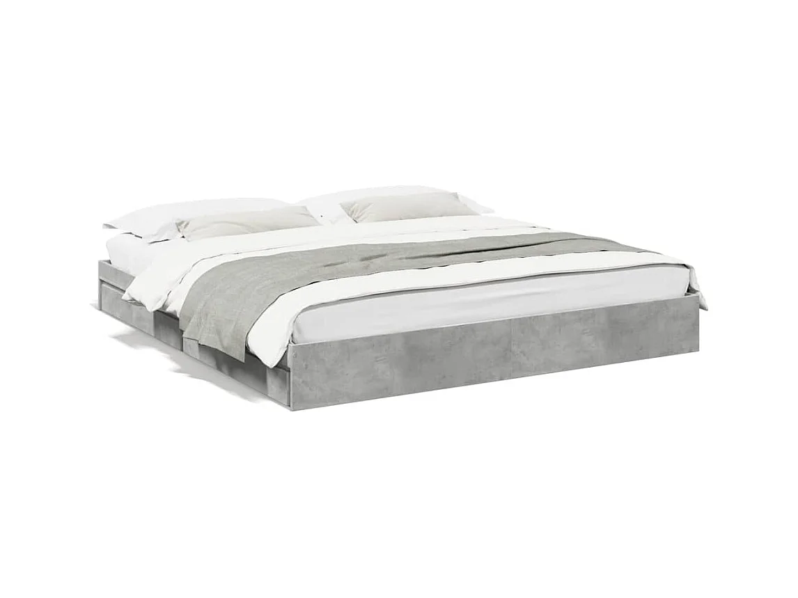 Bedframe met lades bewerkt hout betongrijs 180x200 cm