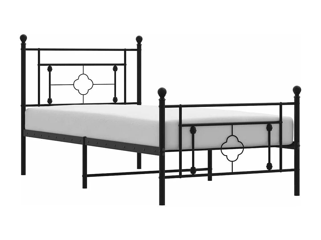 Bedframe met hoofd- en voeteneinde metaal zwart 90x190 cm