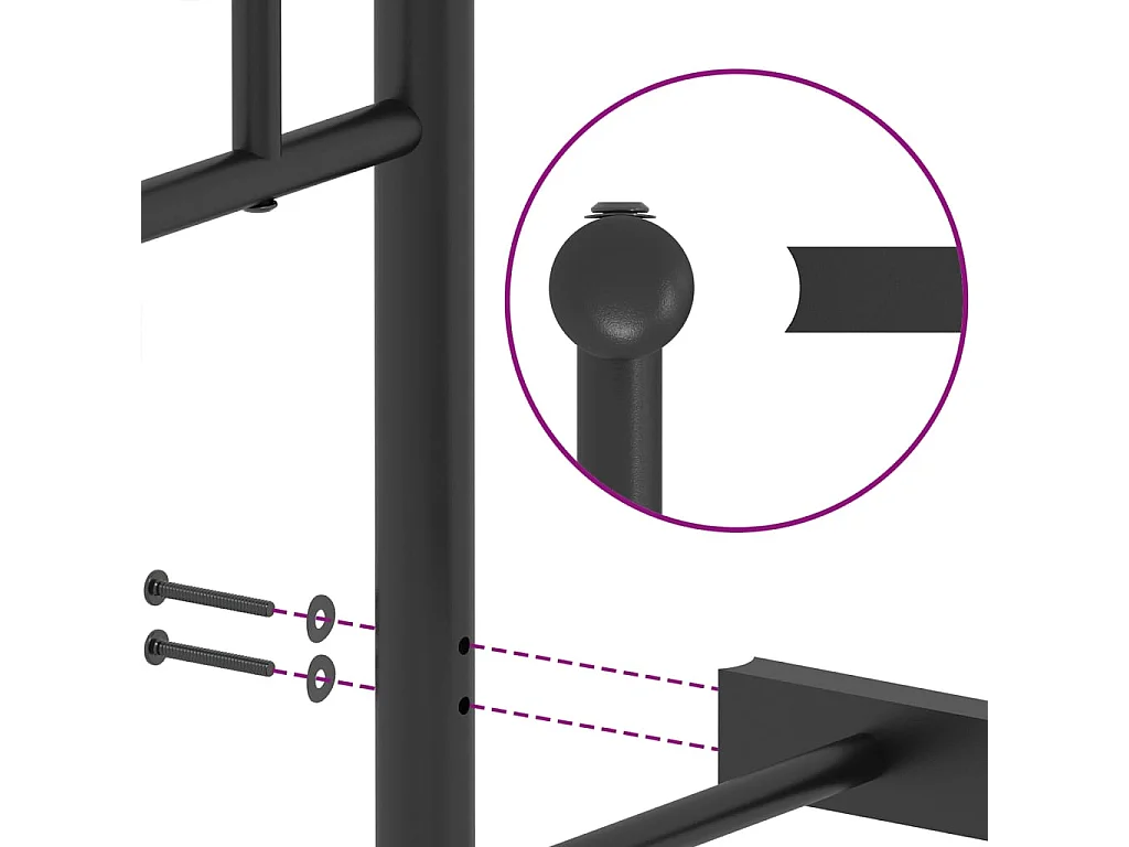 Estrutura de cama com cabeceira e pés 90x190 cm metal preto