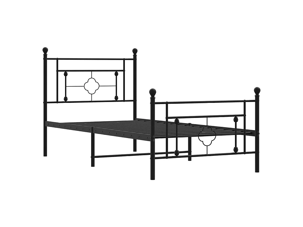 Giroletto con Testiera e Pediera Metallo Nero 90x190 cm