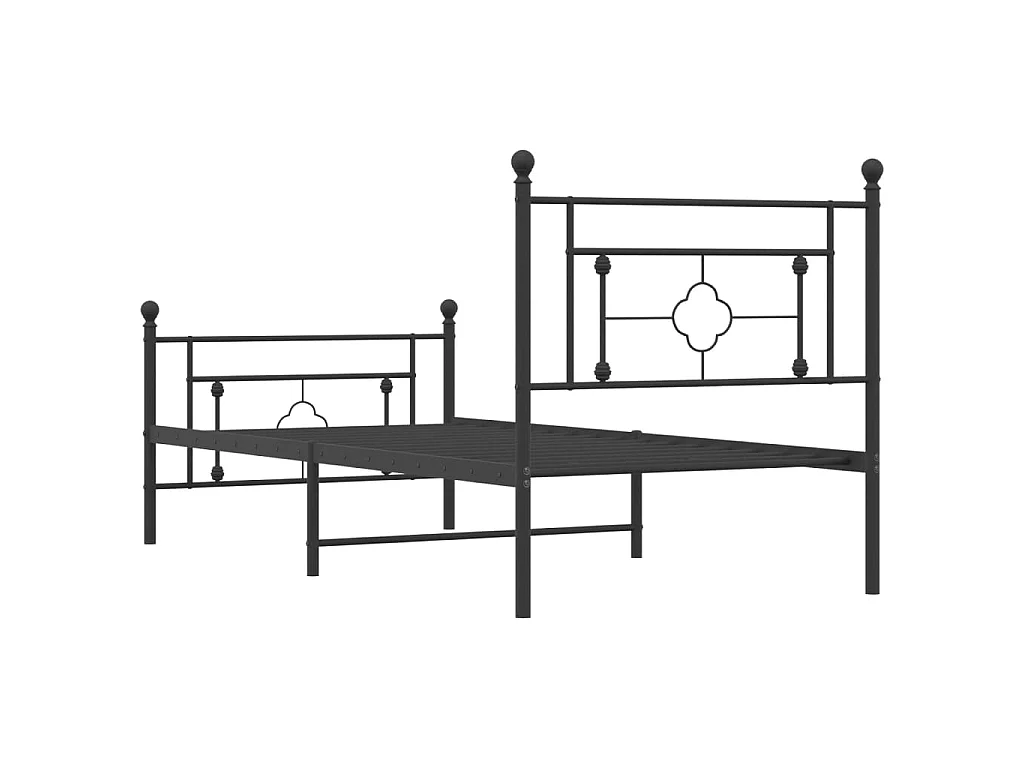 Giroletto con Testiera e Pediera Metallo Nero 90x190 cm