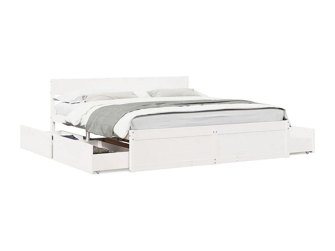 Cama sem colchão 200x200 cm madeira de pinho maciça branco