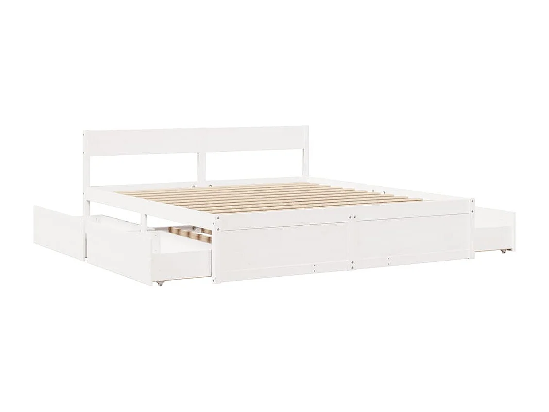 Cama sem colchão 200x200 cm madeira de pinho maciça branco