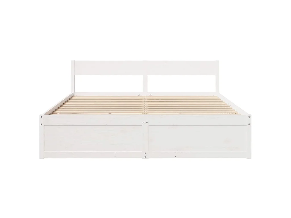 Cadre de lit sans matelas blanc 200x200 cm bois massif de pin