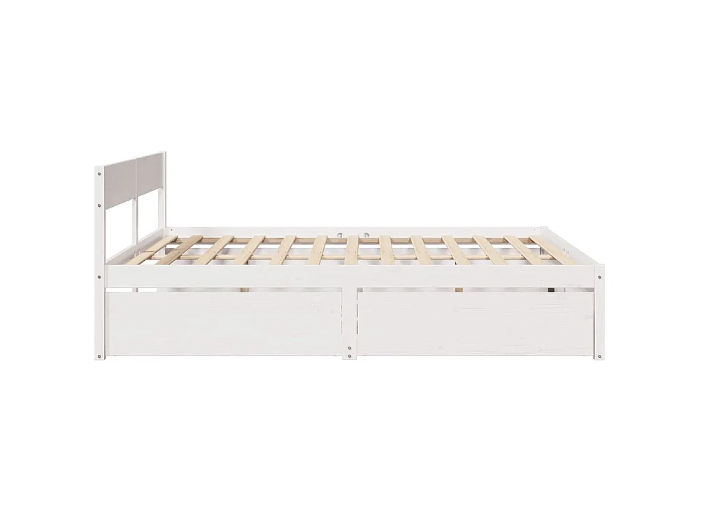 Cadre de lit sans matelas blanc 200x200 cm bois massif de pin