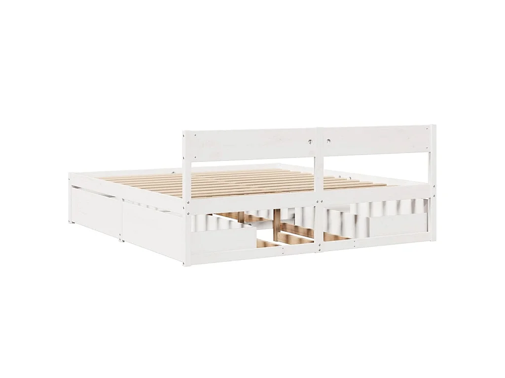 Cadre de lit sans matelas blanc 200x200 cm bois massif de pin