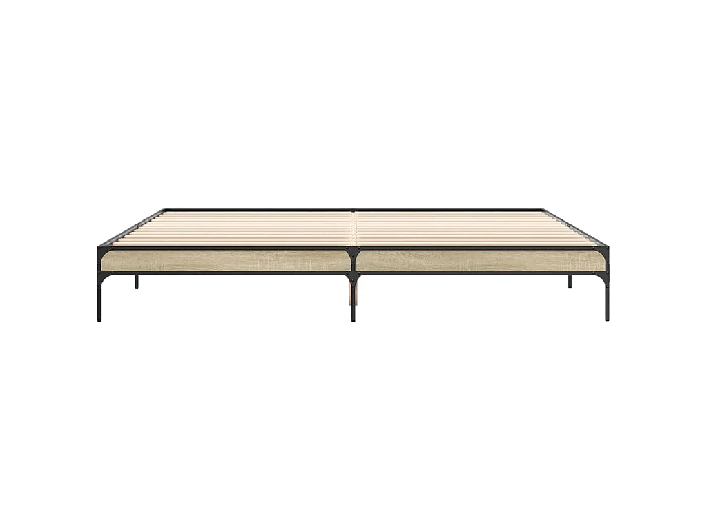 Estructura cama madera ingeniería metal roble Sonoma 200x200 cm