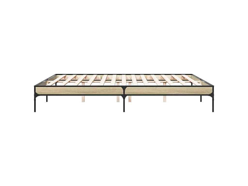 Estructura cama madera ingeniería metal roble Sonoma 200x200 cm
