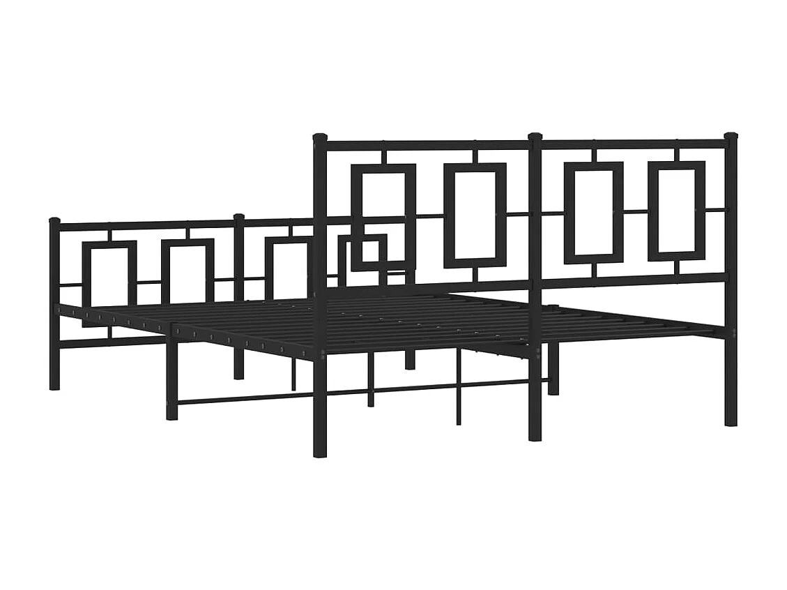 Cadre de lit métal sans matelas avec pied de lit noir 140x190cm