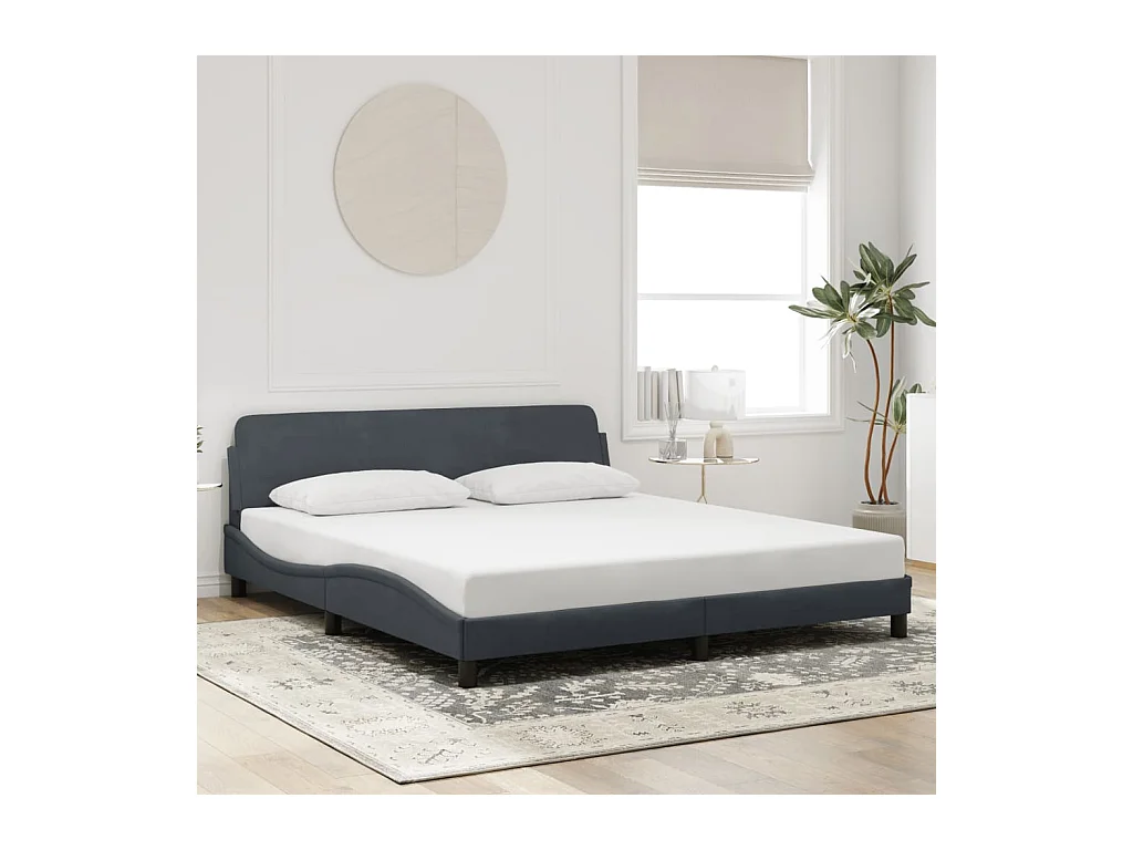 Cadre de lit sans matelas gris foncé 180x200 cm velours
