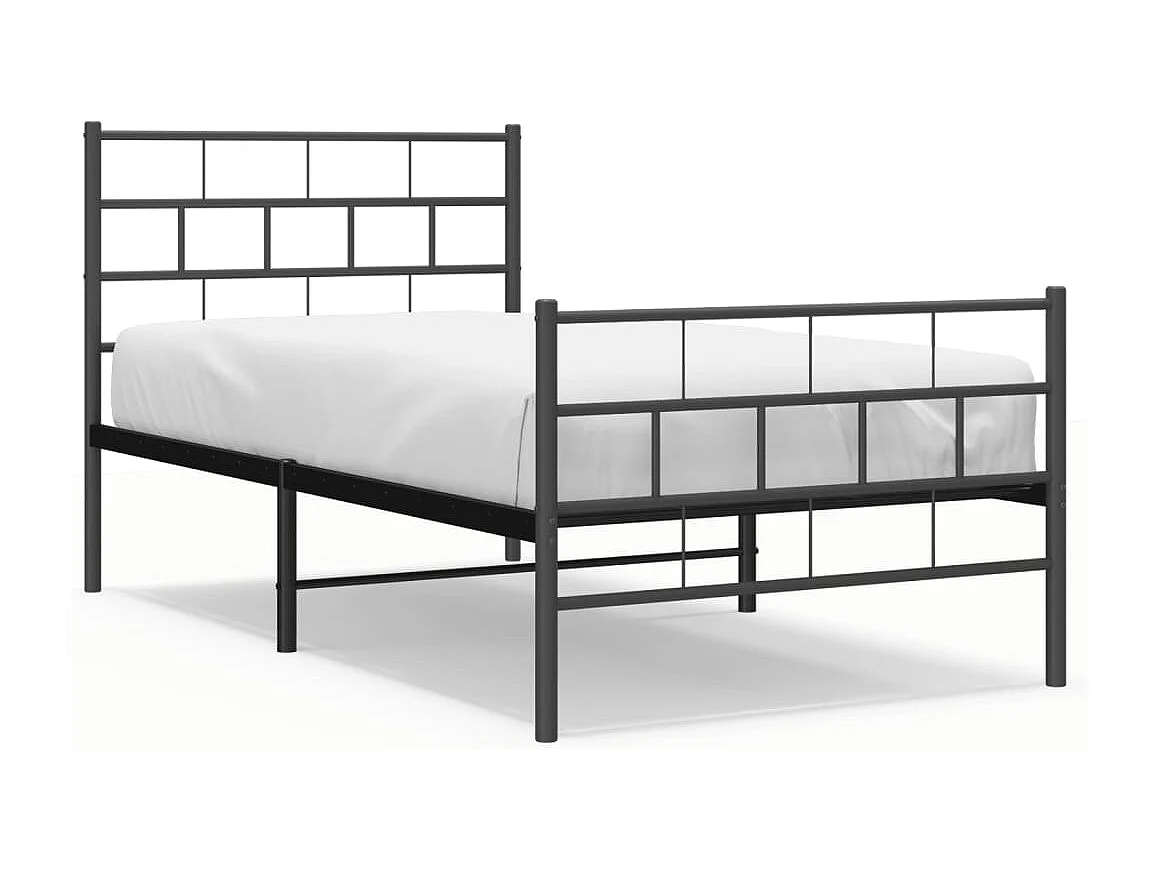 Cadre de lit métal sans matelas avec pied de lit noir 80x200 cm
