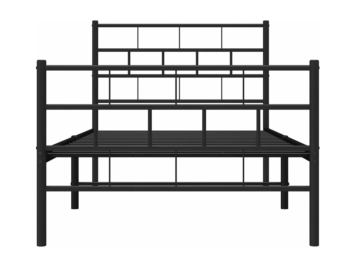 Cadre de lit métal sans matelas avec pied de lit noir 80x200 cm
