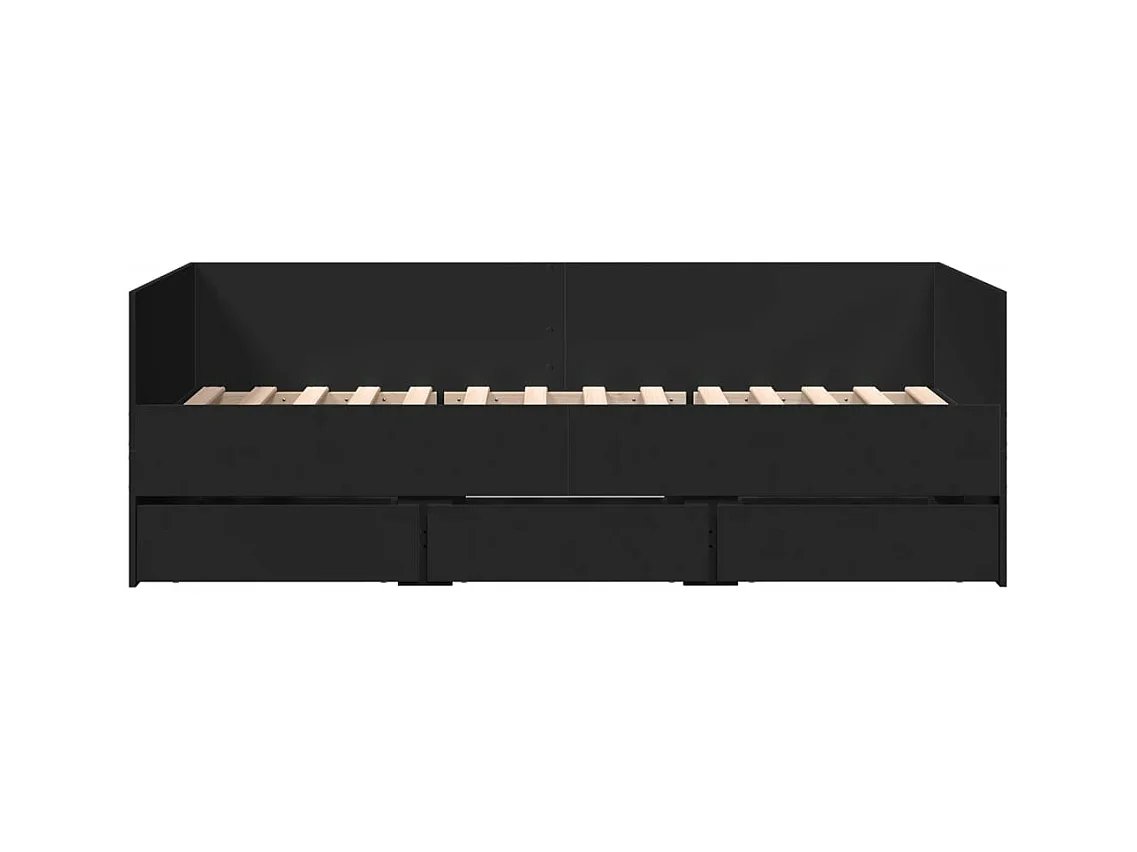 Lit de jour avec tiroirs sans matelas noir 90x190 cm