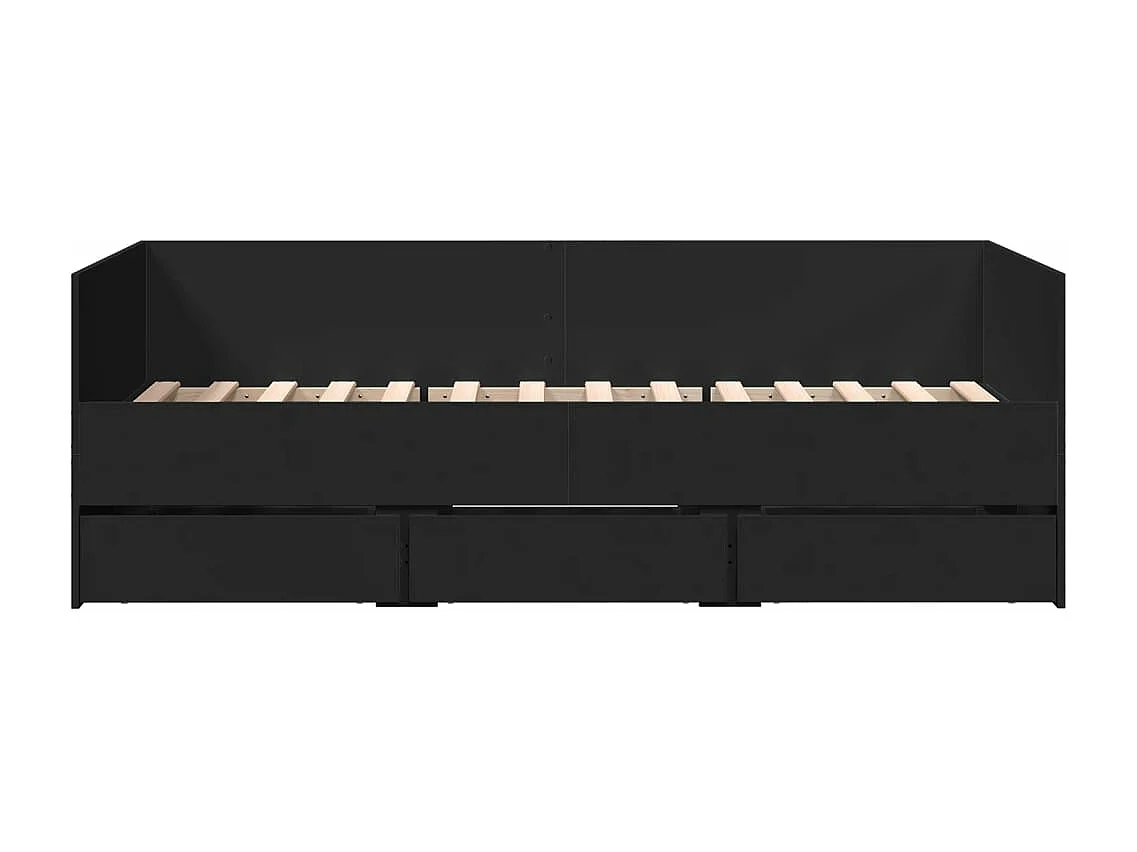 Lit de jour avec tiroirs sans matelas noir 90x190 cm