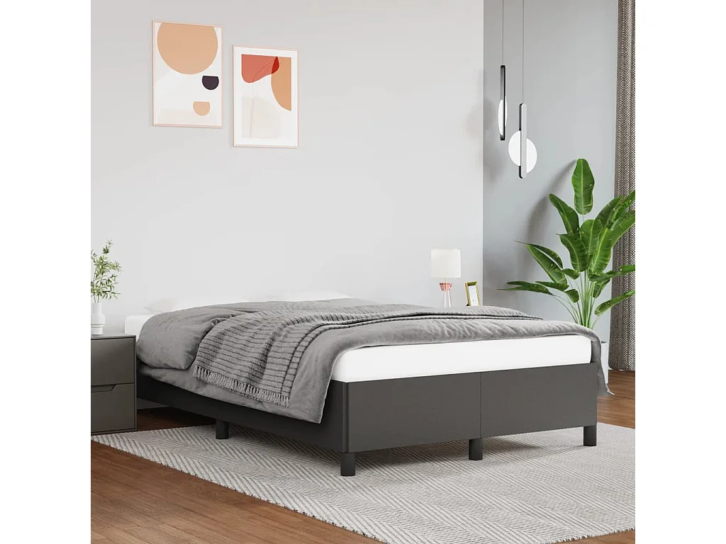 Estructura de cama sin colchón cuero sintético gris 120x190 cm