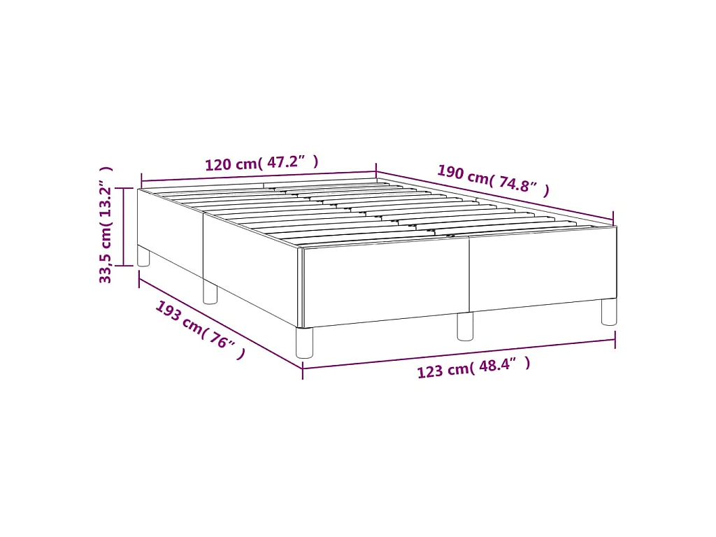 Estructura de cama sin colchón cuero sintético gris 120x190 cm
