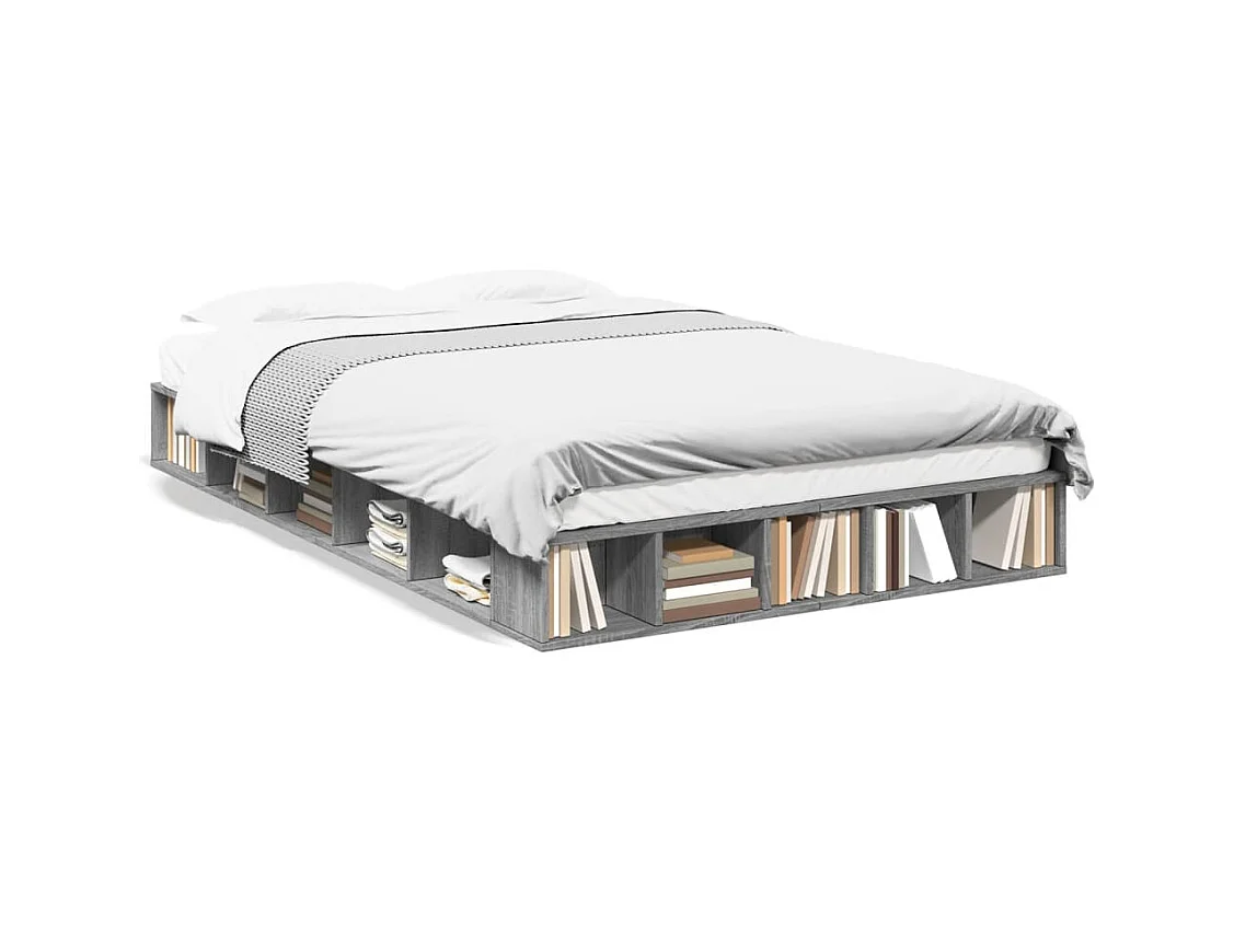 Cadre de lit sans matelas sonoma gris 135x190 cm