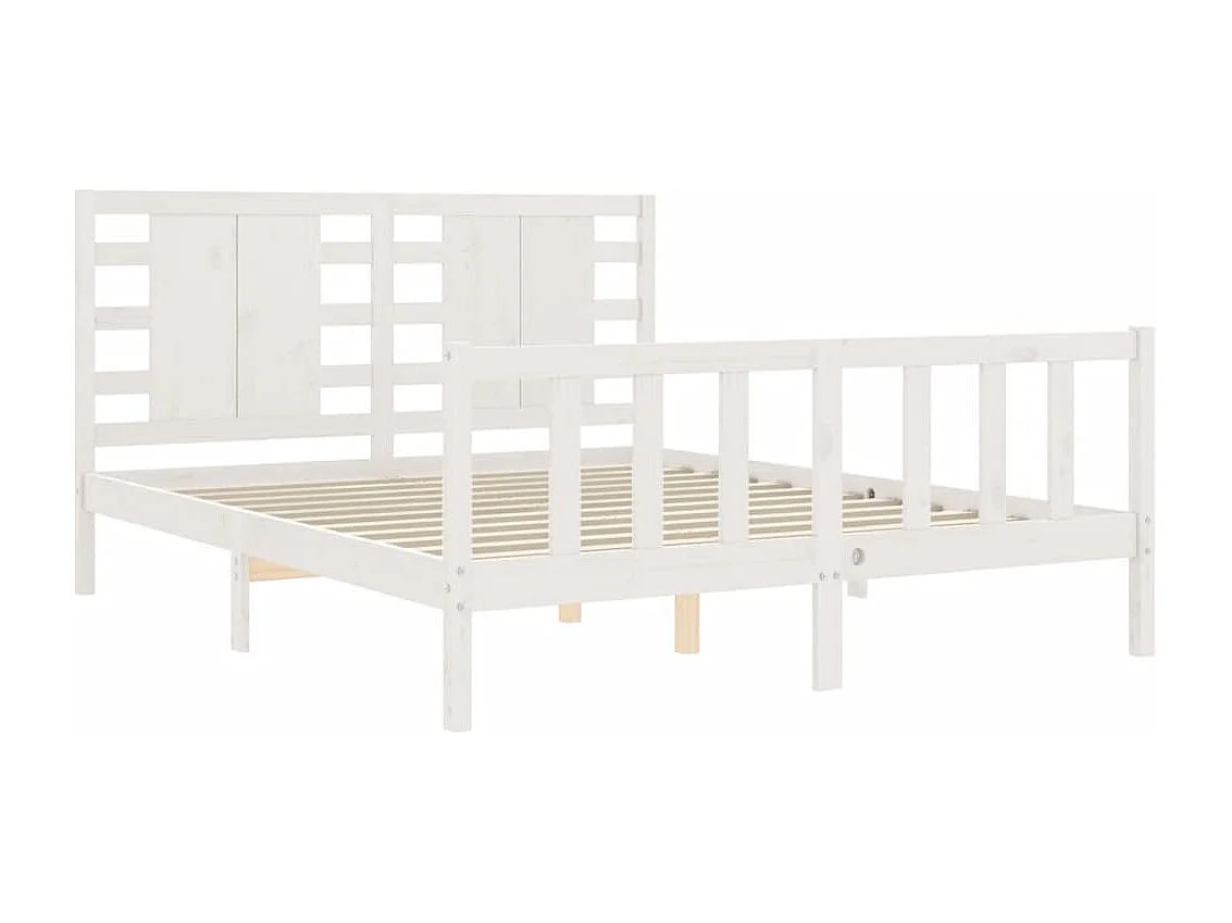 Cadre de lit sans matelas blanc bois de pin massif