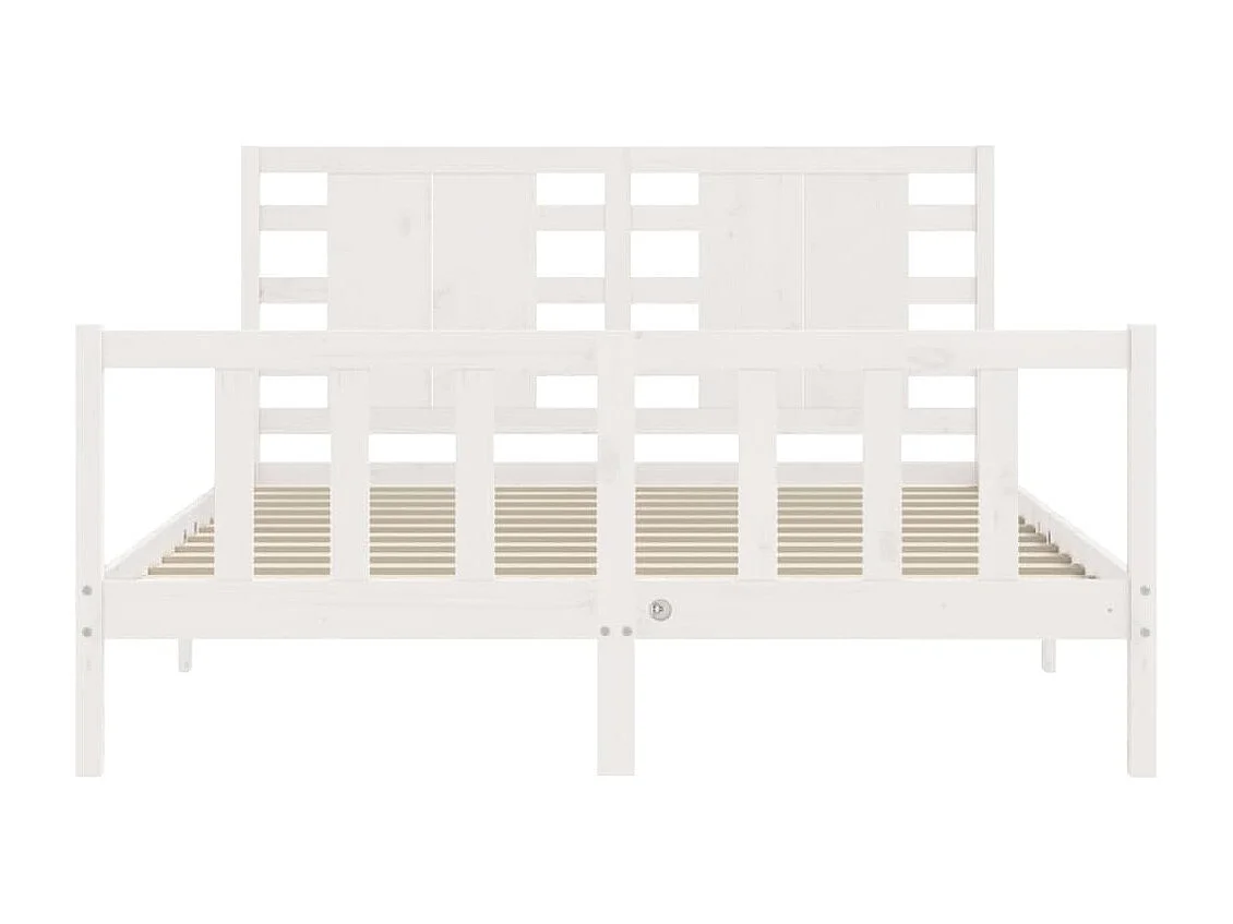 Cadre de lit sans matelas blanc bois de pin massif
