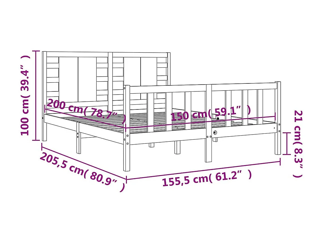 Estrutura de cama King Size com cabeceira madeira maciça branco