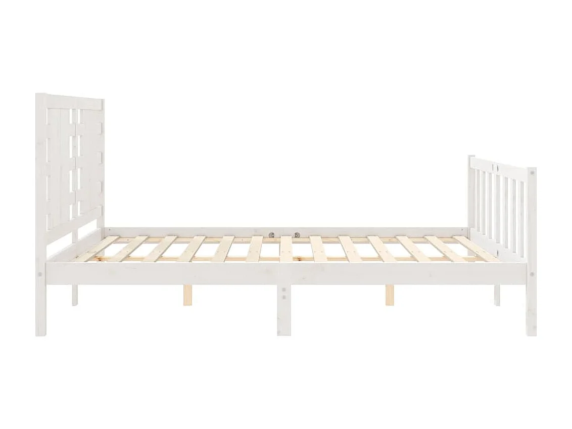 Estrutura de cama King Size com cabeceira madeira maciça branco