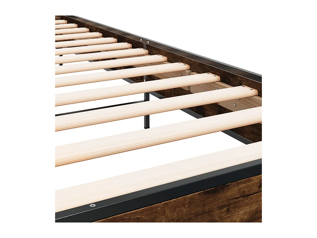 Bedframe bewerkt hout en metaal gerookt eikenkleurig 100x200 cm
